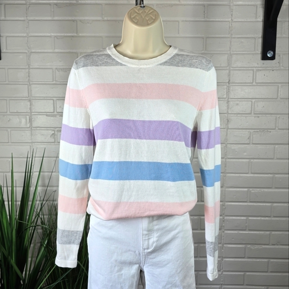 CL🚨 Tommy Hilfiger Pastel Multicolor Striped Sweater Size Small